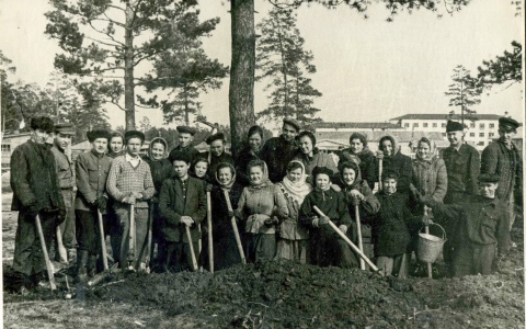 Строительство лабораторного корпуса института, апрель 1952 г.